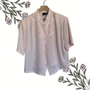 Vintage Laura Scott Embroidered Button Down Blouse
